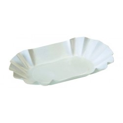 Barquette frites 11 x 19 cm blanche fibre vierge No Plastic paquet 250 pièces